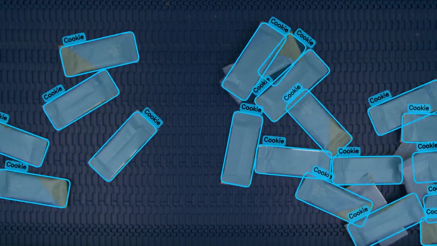 RapiD Vision recognising every package in overlapping piles of packed cookies